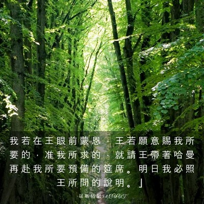 Picture 03 - 以 斯 帖 記 5:8 CUVT - 我 若 在 王 眼 前 蒙 恩 ， 王 若 願 - Bible Verse Picture