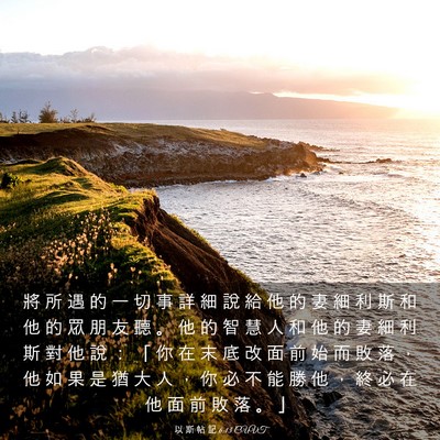 Picture 03 - 以 斯 帖 記 6:13 CUVT - 將 所 遇 的 一 切 事 詳 細 說 給 他 - Bible Verse Picture