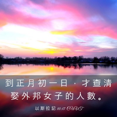 Picture 03 - 以 斯 拉 記 10:17 CUVT - 到 正 月 初 一 日 ， 才 查 清 娶 外 - Bible Verse Picture