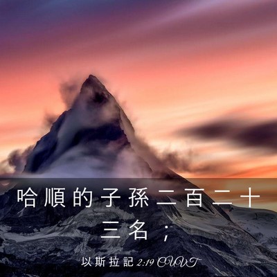 Picture 03 - 以 斯 拉 記 2:19 CUVT - 哈 順 的 子 孫 二 百 二 十 三 名 - Bible Verse Picture