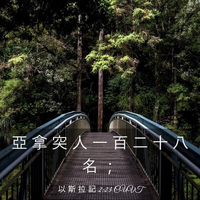Picture 03 - 以 斯 拉 記 2:23 CUVT - 亞 拿 突 人 一 百 二 十 八 名 - Bible Verse Picture