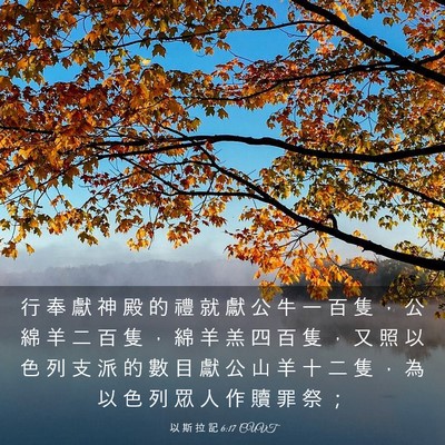 Picture 03 - 以 斯 拉 記 6:17 CUVT - 行 奉 獻 神 殿 的 禮 就 獻 公 牛 一 - Bible Verse Picture