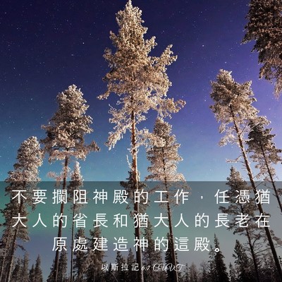 Picture 03 - 以 斯 拉 記 6:7 CUVT - 不 要 攔 阻 神 殿 的 工 作 ， 任 憑 - Bible Verse Picture