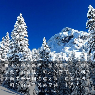 Picture 03 - 以 斯 拉 記 8:18 CUVT - 蒙 我 們 神 施 恩 的 手 幫 助 我 們 - Bible Verse Picture