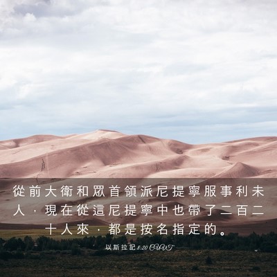 Picture 03 - 以 斯 拉 記 8:20 CUVT - 從 前 大 衛 和 眾 首 領 派 尼 提 寧 - Bible Verse Picture