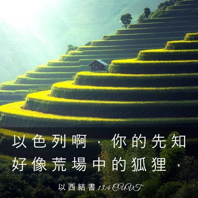 Picture 03 - 以 西 結 書 13:4 CUVT - 以 色 列 啊 ， 你 的 先 知 好 像 荒 - Bible Verse Picture