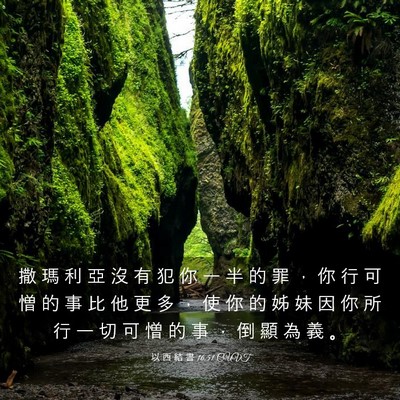 Picture 03 - 以 西 結 書 16:51 CUVT - 撒 瑪 利 亞 沒 有 犯 你 一 半 的 罪 - Bible Verse Picture