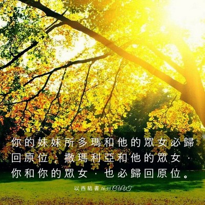 Picture 03 - 以 西 結 書 16:55 CUVT - 你 的 妹 妹 所 多 瑪 和 他 的 眾 女 - Bible Verse Picture