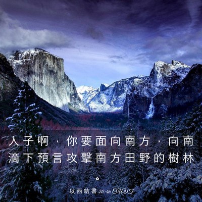 Picture 03 - 以 西 結 書 20:46 CUVT - 人 子 啊 ， 你 要 面 向 南 方 ， 向 - Bible Verse Picture