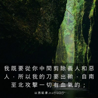 Picture 03 - 以 西 結 書 21:4 CUVT - 我 既 要 從 你 中 間 剪 除 義 人 和 - Bible Verse Picture