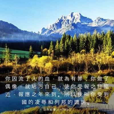 Picture 03 - 以 西 結 書 22:4 CUVT - 你 因 流 了 人 的 血 ， 就 為 有 罪 - Bible Verse Picture