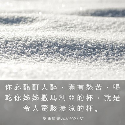 Picture 03 - 以 西 結 書 23:33 CUVT - 你 必 酩 酊 大 醉 ， 滿 有 愁 苦 ， - Bible Verse Picture