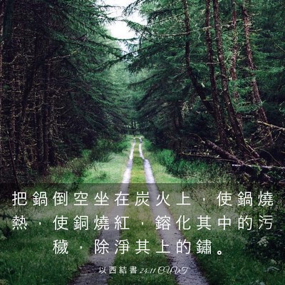 Picture 03 - 以 西 結 書 24:11 CUVT - 把 鍋 倒 空 坐 在 炭 火 上 ， 使 鍋 - Bible Verse Picture