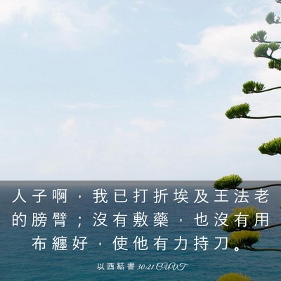 Picture 03 - 以 西 結 書 30:21 CUVT - 人 子 啊 ， 我 已 打 折 埃 及 王 法 - Bible Verse Picture