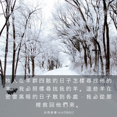 Picture 03 - 以 西 結 書 34:12 CUVT - 牧 人 在 羊 群 四 散 的 日 子 怎 樣 - Bible Verse Picture