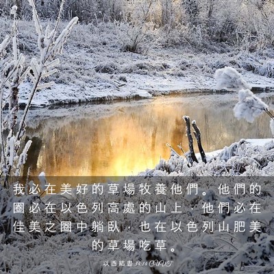 Picture 03 - 以 西 結 書 34:14 CUVT - 我 必 在 美 好 的 草 場 牧 養 他 們 - Bible Verse Picture