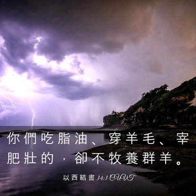 Picture 03 - 以 西 結 書 34:3 CUVT - 你 們 吃 脂 油 、 穿 羊 毛 、 宰 肥 - Bible Verse Picture