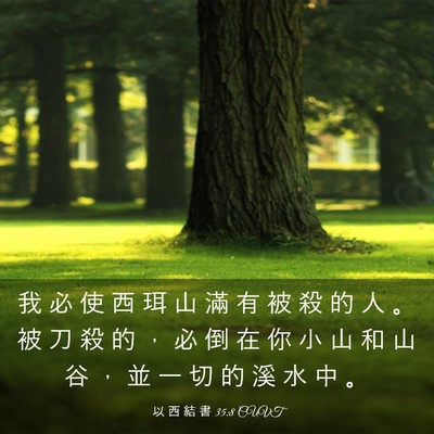 Picture 03 - 以 西 結 書 35:8 CUVT - 我 必 使 西 珥 山 滿 有 被 殺 的 人 - Bible Verse Picture
