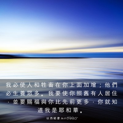 Picture 03 - 以 西 結 書 36:11 CUVT - 我 必 使 人 和 牲 畜 在 你 上 面 加 - Bible Verse Picture