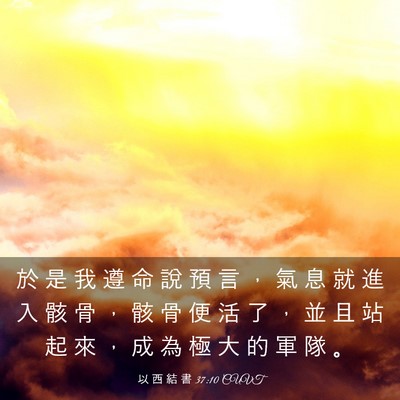 Picture 03 - 以 西 結 書 37:10 CUVT - 於 是 我 遵 命 說 預 言 ， 氣 息 就 - Bible Verse Picture