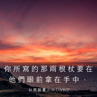 Picture 03 - 以 西 結 書 37:20 CUVT - 你 所 寫 的 那 兩 根 杖 要 在 他 們 - Bible Verse Picture