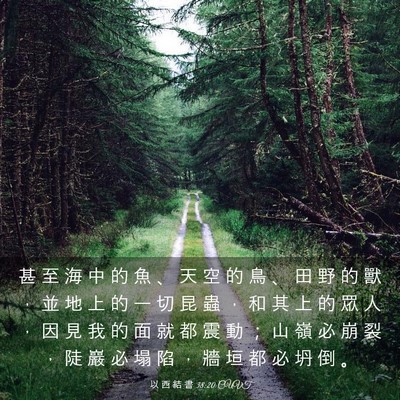 Picture 03 - 以 西 結 書 38:20 CUVT - 甚 至 海 中 的 魚 、 天 空 的 鳥 、 - Bible Verse Picture