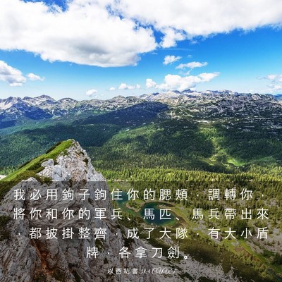 Picture 03 - 以 西 結 書 38:4 CUVT - 我 必 用 鉤 子 鉤 住 你 的 腮 頰 ， - Bible Verse Picture