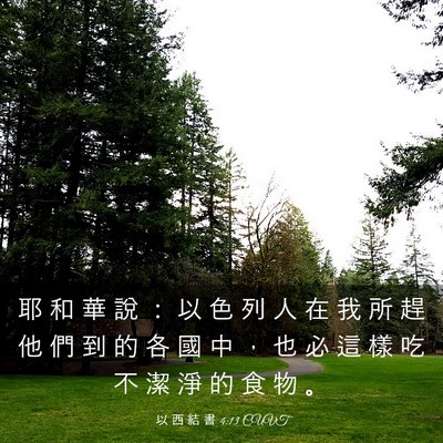 Picture 03 - 以 西 結 書 4:13 CUVT - 耶 和 華 說 ： 以 色 列 人 在 我 所 - Bible Verse Picture