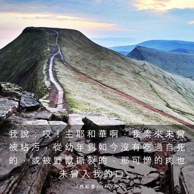 Picture 03 - 以 西 結 書 4:14 CUVT - 我 說 ： 哎 ！ 主 耶 和 華 啊 ， 我 - Bible Verse Picture