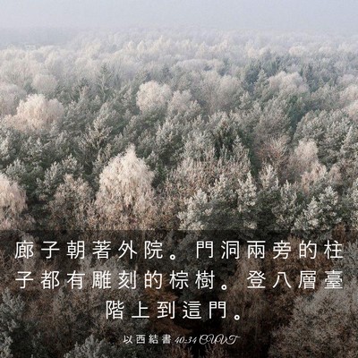 Picture 03 - 以 西 結 書 40:34 CUVT - 廊 子 朝 著 外 院 。 門 洞 兩 旁 的 - Bible Verse Picture
