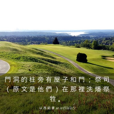 Picture 03 - 以 西 結 書 40:38 CUVT - 門 洞 的 柱 旁 有 屋 子 和 門 ； 祭 - Bible Verse Picture