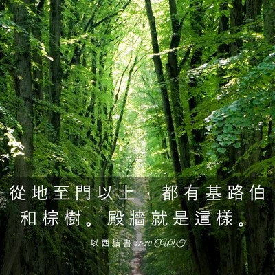 Picture 03 - 以 西 結 書 41:20 CUVT - 從 地 至 門 以 上 ， 都 有 基 路 伯 - Bible Verse Picture