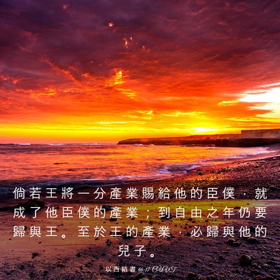 Picture 03 - 以 西 結 書 46:17 CUVT - 倘 若 王 將 一 分 產 業 賜 給 他 的 - Bible Verse Picture