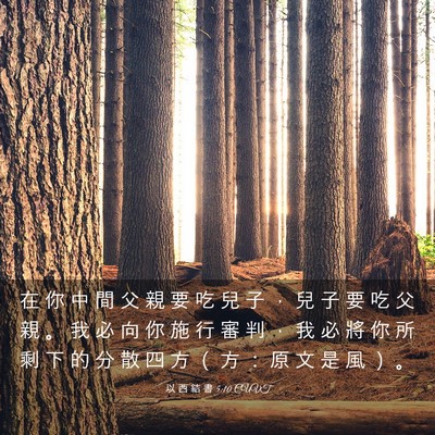 Picture 03 - 以 西 結 書 5:10 CUVT - 在 你 中 間 父 親 要 吃 兒 子 ， 兒 - Bible Verse Picture