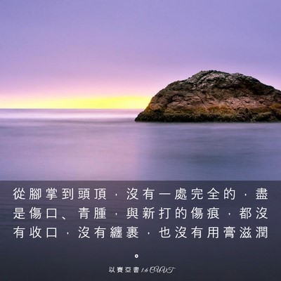 Picture 03 - 以 賽 亞 書 1:6 CUVT - 從 腳 掌 到 頭 頂 ， 沒 有 一 處 完 - Bible Verse Picture