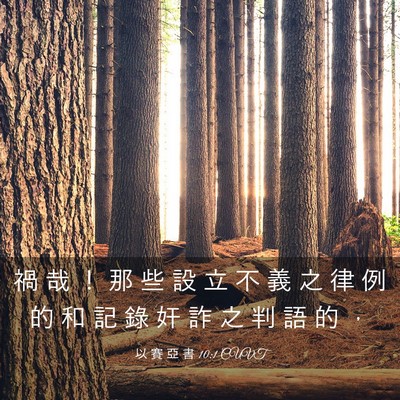 Picture 03 - 以 賽 亞 書 10:1 CUVT - 禍 哉 ！ 那 些 設 立 不 義 之 律 例 - Bible Verse Picture