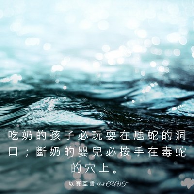 Picture 03 - 以 賽 亞 書 11:8 CUVT - 吃 奶 的 孩 子 必 玩 耍 在 虺 蛇 的 - Bible Verse Picture