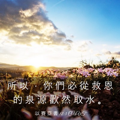 Picture 03 - 以 賽 亞 書 12:3 CUVT - 所 以 ， 你 們 必 從 救 恩 的 泉 源 - Bible Verse Picture