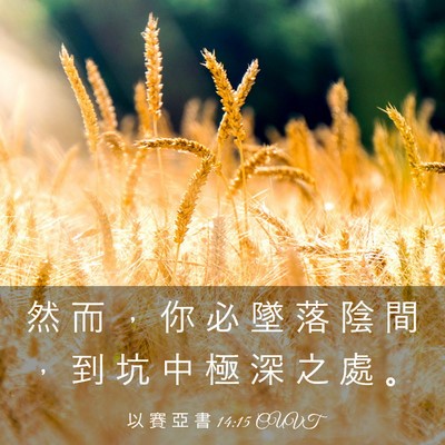 Picture 03 - 以 賽 亞 書 14:15 CUVT - 然 而 ， 你 必 墜 落 陰 間 ， 到 坑 - Bible Verse Picture