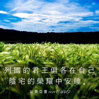Picture 03 - 以 賽 亞 書 14:18 CUVT - 列 國 的 君 王 俱 各 在 自 己 陰 宅 - Bible Verse Picture