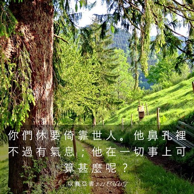 Picture 03 - 以 賽 亞 書 2:22 CUVT - 你 們 休 要 倚 靠 世 人 。 他 鼻 孔 - Bible Verse Picture
