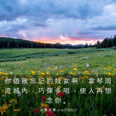 Picture 03 - 以 賽 亞 書 23:16 CUVT - 你 這 被 忘 記 的 妓 女 啊 ， 拿 琴 - Bible Verse Picture