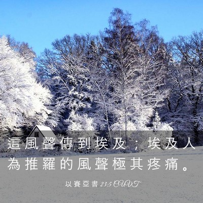 Picture 03 - 以 賽 亞 書 23:5 CUVT - 這 風 聲 傳 到 埃 及 ； 埃 及 人 為 - Bible Verse Picture
