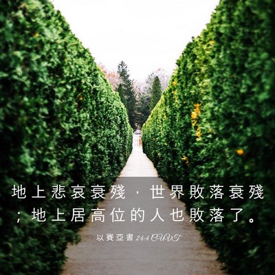 Picture 03 - 以 賽 亞 書 24:4 CUVT - 地 上 悲 哀 衰 殘 ， 世 界 敗 落 衰 - Bible Verse Picture