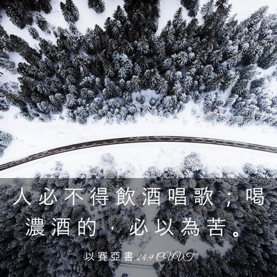 Picture 03 - 以 賽 亞 書 24:9 CUVT - 人 必 不 得 飲 酒 唱 歌 ； 喝 濃 酒 - Bible Verse Picture