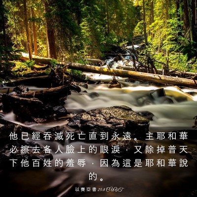 Picture 03 - 以 賽 亞 書 25:8 CUVT - 他 已 經 吞 滅 死 亡 直 到 永 遠 。 - Bible Verse Picture