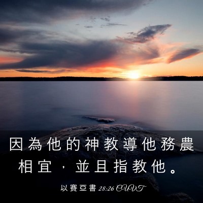 Picture 03 - 以 賽 亞 書 28:26 CUVT - 因 為 他 的 神 教 導 他 務 農 相 宜 - Bible Verse Picture