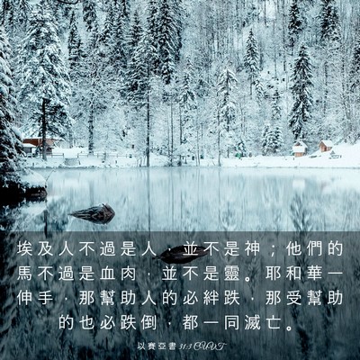 Picture 03 - 以 賽 亞 書 31:3 CUVT - 埃 及 人 不 過 是 人 ， 並 不 是 神 - Bible Verse Picture