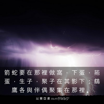 Picture 03 - 以 賽 亞 書 34:15 CUVT - 箭 蛇 要 在 那 裡 做 窩 ， 下 蛋 ， - Bible Verse Picture