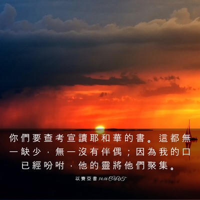 Picture 03 - 以 賽 亞 書 34:16 CUVT - 你 們 要 查 考 宣 讀 耶 和 華 的 書 - Bible Verse Picture